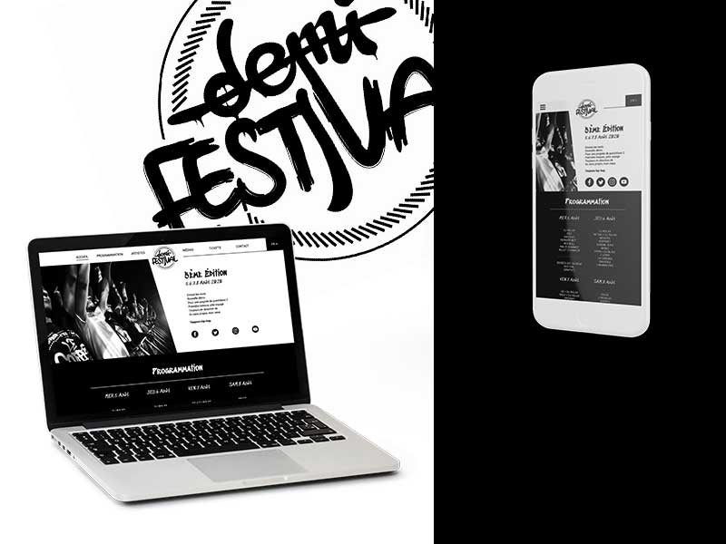 Mockup de ma proposition de webdesign pour le site web du Demi Festival.
